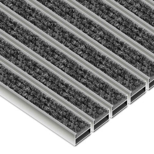 Aluminium-Fußmatte mit Textileinlage - Clean Ryps 80 x 100 cm Schwarz 22 mm Keine
