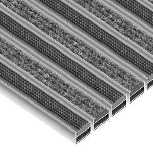 Aluminium-Fußmatte nach Maß - Clean Ryps - Rubber 12 mm Grau
