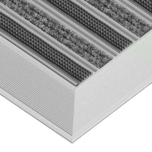 Aluminium-Fußmatte mit Auflaufprofil - Clean Ryps - Rubber 80 x 100 cm 12 mm Grau