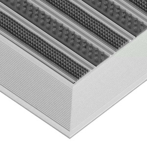 Aluminium-Fußmatte mit Auflaufprofil - Clean Rubber - Scrub 60 x 90 cm 17 mm Grau