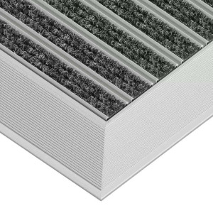 Aluminium-Fußmatte mit Textileinlage - Clean Ryps 40 x 60 cm 12 mm Schwarz Rampenprofil
