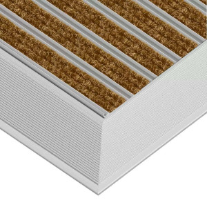 Aluminium-Fußmatte mit Textileinlage - Clean Ryps 60 x 90 cm 17 mm Beige Rampenprofil