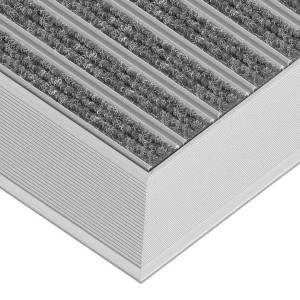 Aluminium-Fußmatte mit Textileinlage - Clean Ryps 60 x 90 cm 12 mm Grau Rampenprofil