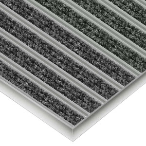 Aluminium-Fußmatte mit Textileinlage - Clean Ryps 60 x 90 cm 17 mm Schwarz Aluminiumrahmen