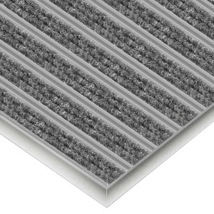 Aluminium-Fußmatte mit Textileinlage - Clean Ryps 60 x 90 cm 12 mm Grau Aluminiumrahmen