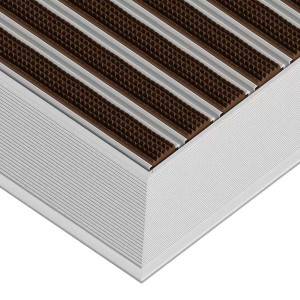 Aluminium-Fußmatte mit Gummieinlage - Clean Rubber 50 x 80 cm 12 mm Braun Rampenprofil