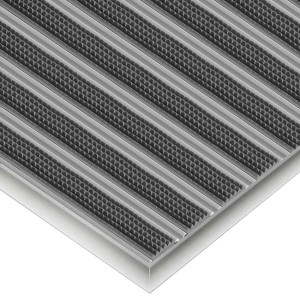 Aluminium-Fußmatte mit Gummieinlage - Clean Rubber 50 x 80 cm 12 mm Grau Aluminiumrahmen