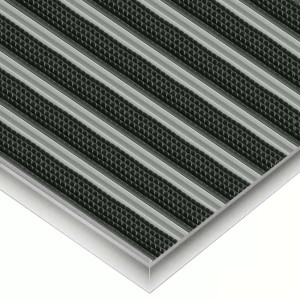 Aluminium-Fußmatte mit Gummieinlage - Clean Rubber 60 x 90 cm 12 mm Schwarz Aluminiumrahmen