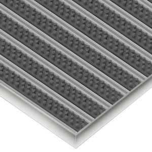 Aluminium-Fußmatte mit Bürsteneinlage - Clean Scrub 40 x 60 cm 12 mm Grau Aluminiumrahmen