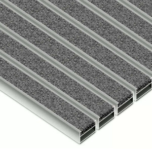 Umweltfreundliche Aluminium-Fußmatte - Clean ECO Ryps 40 x 60 cm 12 mm Grau Keine