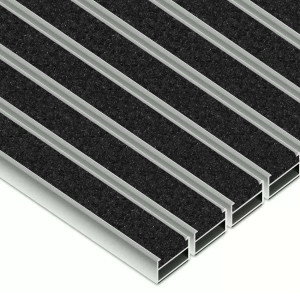 Umweltfreundliche Aluminium-Fußmatte - Clean ECO Ryps 60 x 90 cm Schwarz 22 mm Keine