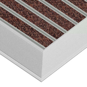 Umweltfreundliche Aluminium-Fußmatte - Clean ECO Ryps 60 x 90 cm 12 mm Braun Rampenprofil