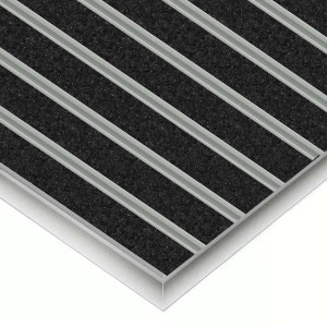 Umweltfreundliche Aluminium-Fußmatte - Clean ECO Ryps 60 x 90 cm Schwarz 22 mm Aluminiumrahmen