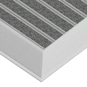 Umweltfreundliche Aluminium-Fußmatte - Clean ECO Ryps 60 x 90 cm Grau 22 mm Rampenprofil