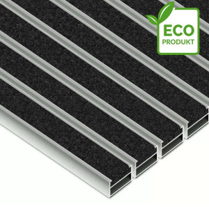 Umweltfreundliche Aluminium-Fußmatte - Clean ECO Ryps 40 x 60 cm 12 mm Schwarz Keine