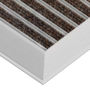 Aluminium-Fußmatte mit Textileinlage - Clean Ryps 40 x 60 cm Braun 22 mm Rampenprofil