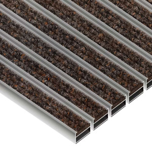 Aluminium-Fußmatte mit Textileinlage - Clean Ryps 80 x 100 cm 12 mm Braun Keine