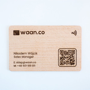 waan Zestaw 5 Wizytówek Nfc Z Drewna (eko) Z Twoim Własnym Grawerowanym Logo Buk