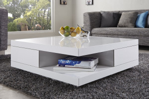 Trendy salontafel wit hoogglans 2 laden