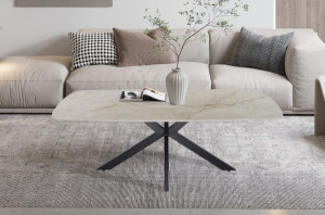 Salontafel Deens ovaal glanzend beige keramiek 130 cm