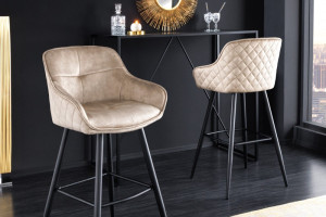 Barkruk fluweel beige