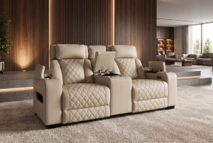 Bioscoopbankstel electrisch beige kunstleder
