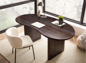 Wohnling Bureau acaciahout niervorm donkerbruin 180 cm