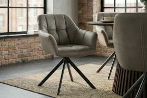 Draaibare eetkamerstoel taupe leder