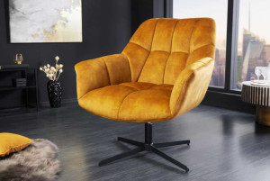 Fauteuil geel fluweel hoogte verstelbaar