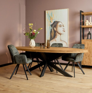 Ovale eettafel mangohout 300 cm