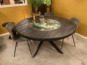 Ronde tafel zwart mango 150 cm