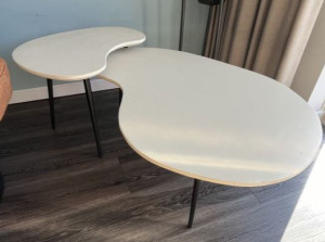 Salontafel set mangohout niervorm licht beige