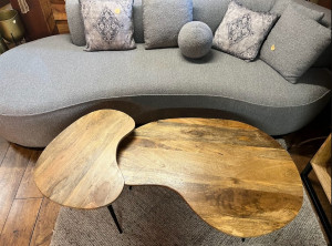 Salontafel set mangohout niervorm naturel bruin
