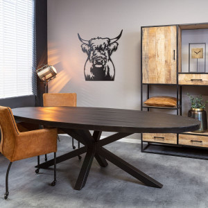 Ovale mango tafel zwart 160 cm
