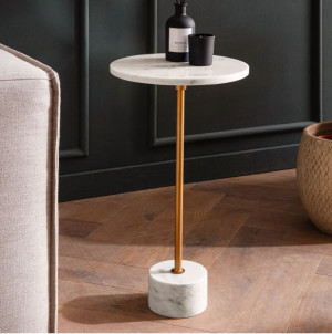 Wohnling Ronde bijzettafel wit marmer 30 cm