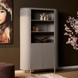 wandkast taupegrijs mangohout 115x180 cm