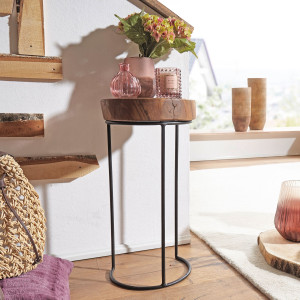 Wohnling Plantentafel rond sheesham hout