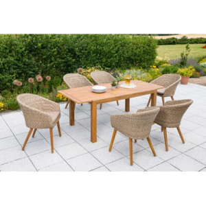Arrone Set 7tlg. Alu/Kunststoffgeflecht/Akazie