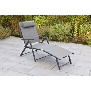 Deckchair inkl. Kopfkissen, grau Alu/Textil