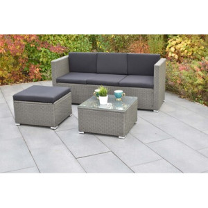 Malta Lounge Set Stahl/Kunststoffgeflecht