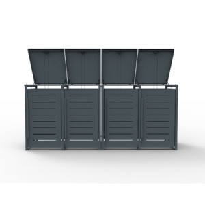 Mülltonnenbox 4er, Stahl anthrazit
