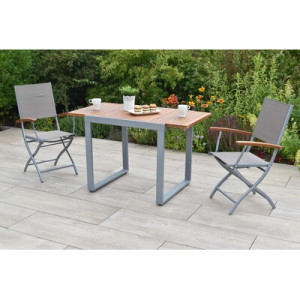 Naxos Set 3tlg. Aluminium/Textil/Akazie