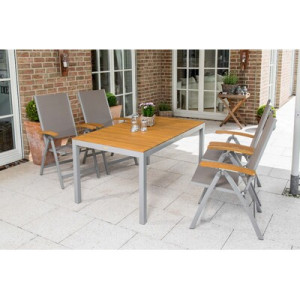 Naxos Set 5tlg. Aluminium/Textil/Akazie