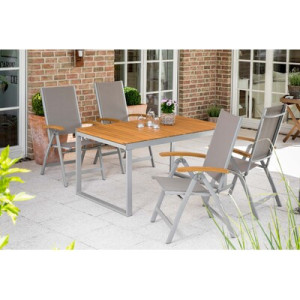 Naxos Set 5tlg. Aluminium/Textil/Akazie
