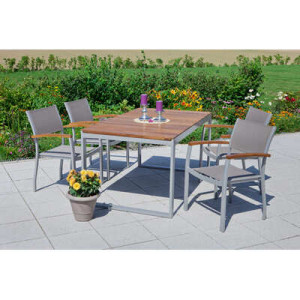 Naxos Set 5tlg. Aluminium/Textil/Akazie