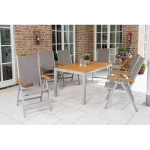 Naxos Set 7tlg. Aluminium/Textil/Akazie