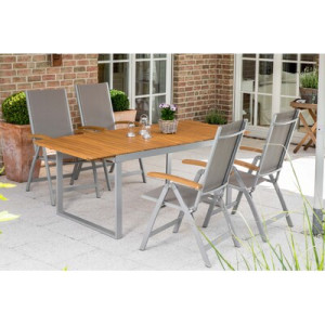 Naxos Set 7tlg. Aluminium/Textil/Akazie