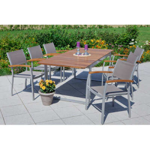 Naxos Set 7tlg. Aluminium/Textil/Akazie