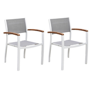 Naxos Stapelsessel Aluminium/Akazie/Textil