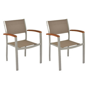 Naxos Stapelsessel Aluminium/Akazie/Textil